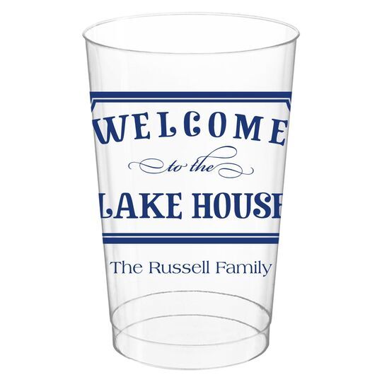 Welcome to the Lake House Sign Clear Plastic Cups